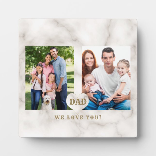 Elegant Photo Family Collage Father's Day Plaque (Front)