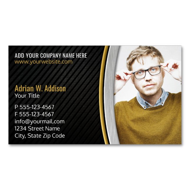 Elegant Photo Financial Tax Accountant Broker Business Card Magnet (Front)