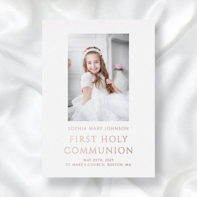 Elegant Photo First Communion Gold Foil Invitation (Elegant Gold Foil Photo First Communion Foil Invitation)