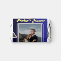 Elegant Photo Floral Blue Wedding Candy Favors