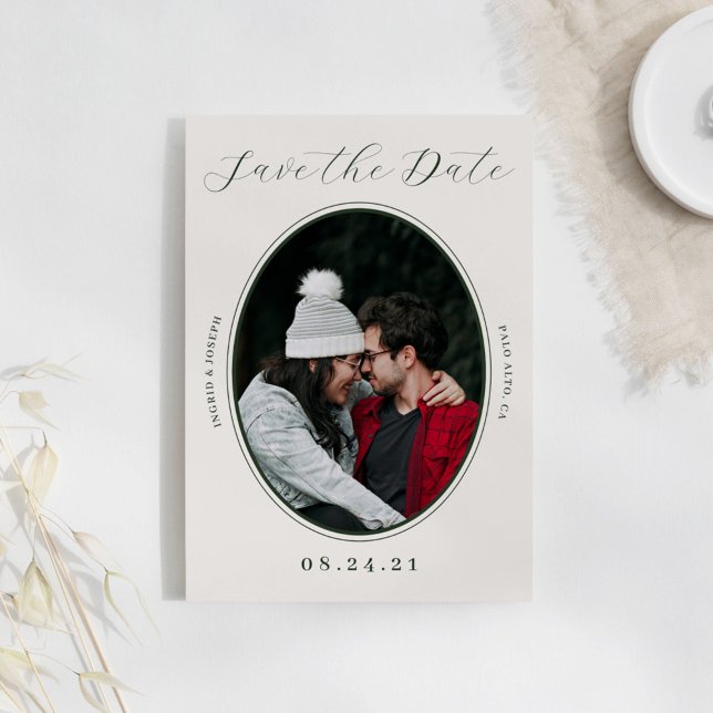 Elegant Photo Frame Flat Save The Date Card (Creator Uploaded)