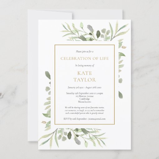 Elegant Photo Funeral Celebration of Life Invitation | Zazzle