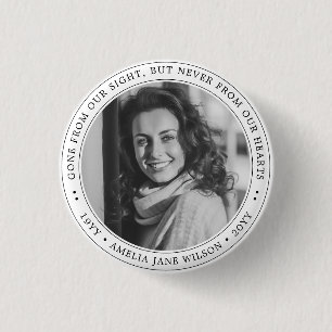 Elegant Photo Funeral Memorial In Loving Memory Button
