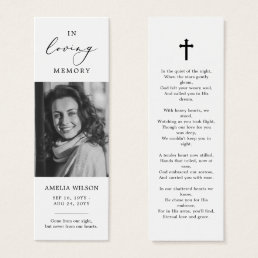 Elegant Photo Funeral Memorial Poem Bookmark Card