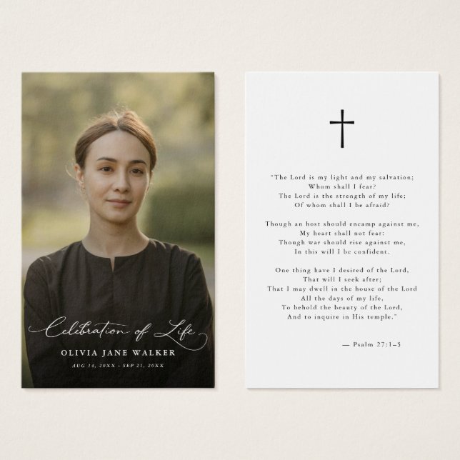 Elegant Photo Funeral Memorial Prayer Card (Front & Back)