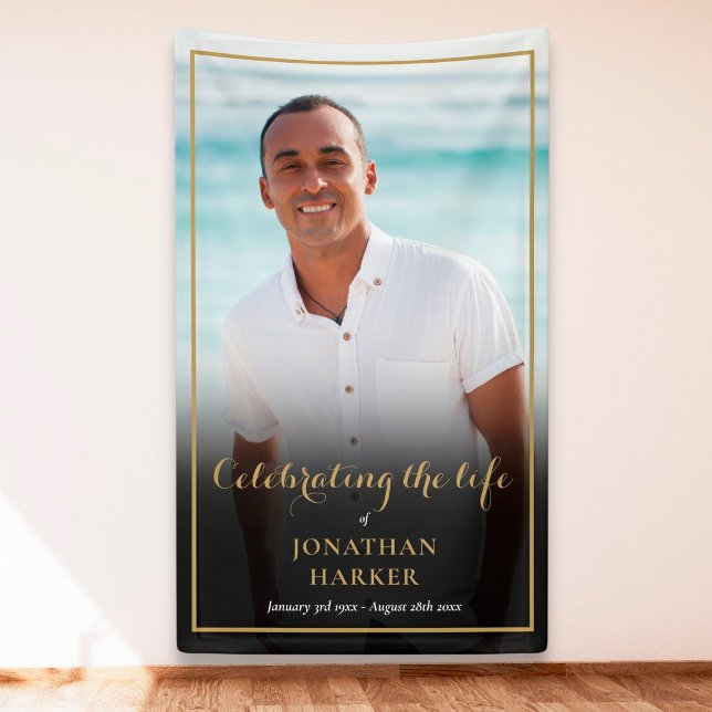 Elegant Photo Funeral Memorial Service Banner (Creator Uploaded)