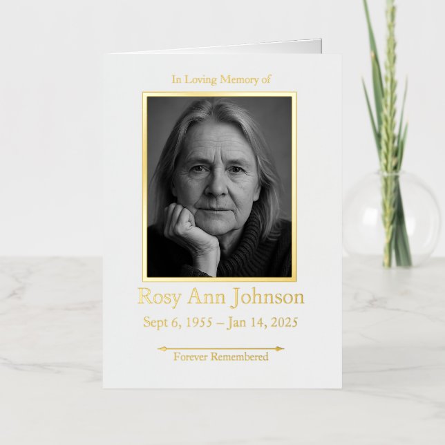 Elegant Photo Funeral Order of Service Program  (Front)