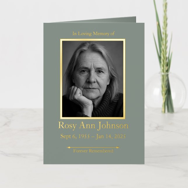 Elegant Photo Funeral Order of Service Program  (Front)