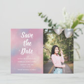Elegant Photo Galaxy Quinceanera  Save the Date (Standing Front)