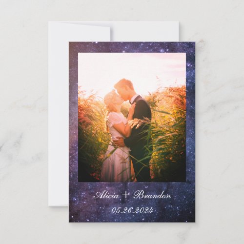 Elegant Photo Galaxy Stars Celestial Text Wedding Save The Date