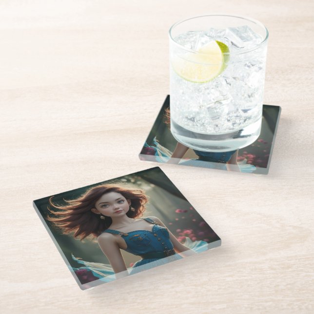  Elegant Photo Glass Coasters (Angled)