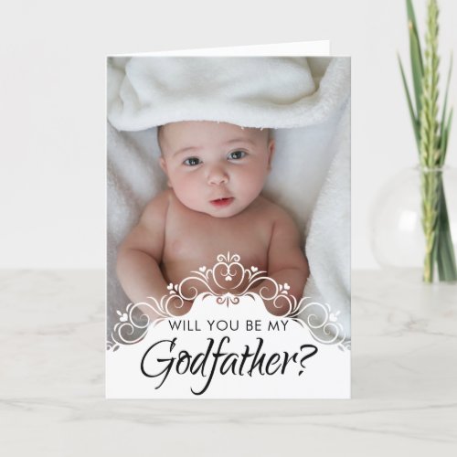 Elegant Photo Godfather Proposal Card