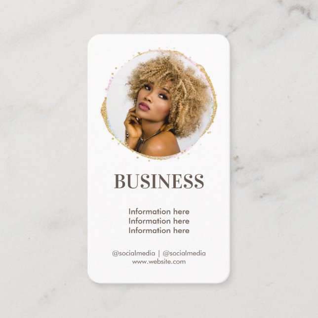 Elegant Photo Gold Beauty Salon Social Media Business Card (Front)