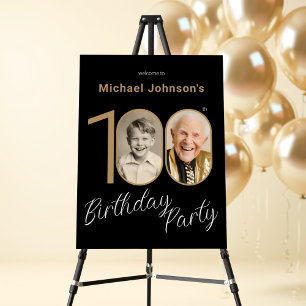 Elegant Photo Gold Black 100th Birthday Welcome Foam Board
