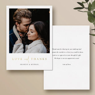 Elegant Photo Gold Foil Wedding Thank You Card