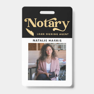 Elegant Photo Gold Notary Loan Agent  Badge