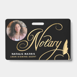 Elegant Photo Gold Notary Loan Agent Badge