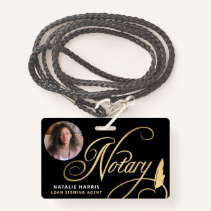 Elegant Photo Gold Notary Loan Agent Badge