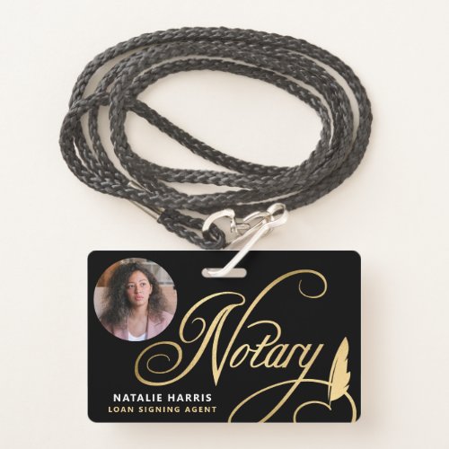 Elegant Photo Gold Notary Loan Agent  Badge