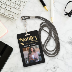 Elegant Photo Gold Notary Loan Agent Badge