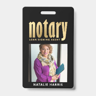 Elegant Photo Gold Notary Loan Agent Badge