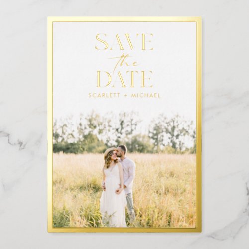 Elegant Photo Gold Save The Date Foil Invitation