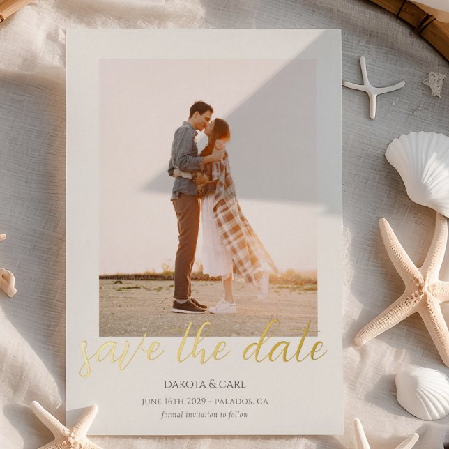 Elegant Photo Gold Save the Date Foil Invitation (Creator Uploaded)