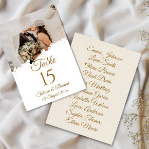 Elegant Photo Gold Script Table Number Card