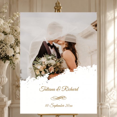 Elegant Photo Gold Script Wedding  Foam Board