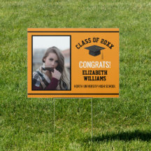 Elegant Photo Graduate Celebration Yard Sign