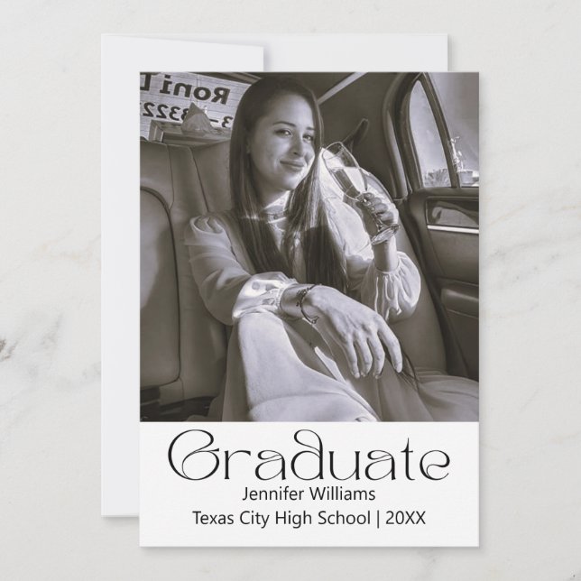 elegant photo graduation 2026 announcement card  (Front)