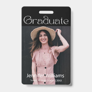 elegant photo graduation black and white badge