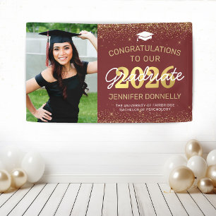 Elegant Photo Graduation Burgundy Banner