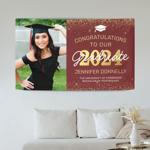 Elegant Photo Graduation Burgundy Banner