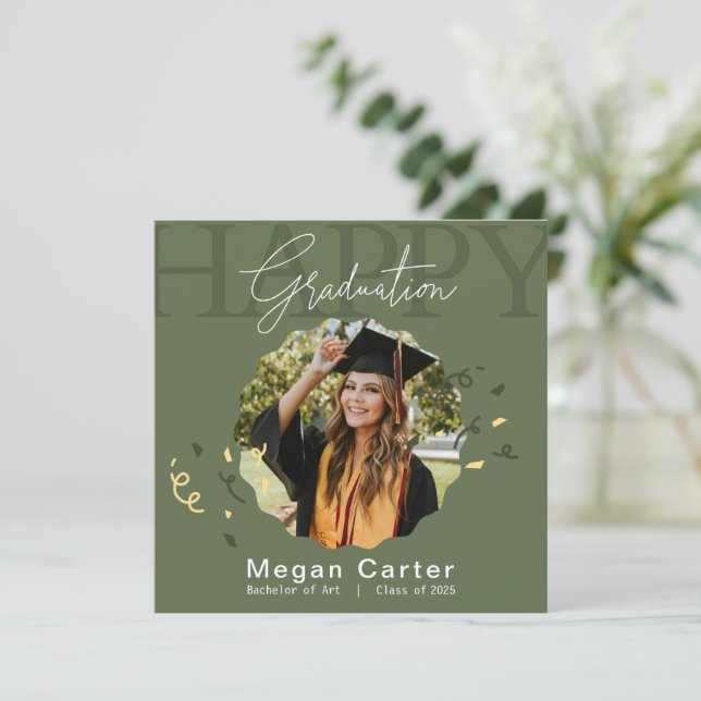 Elegant Photo Graduation Card Class of 2025 (Standing Front)