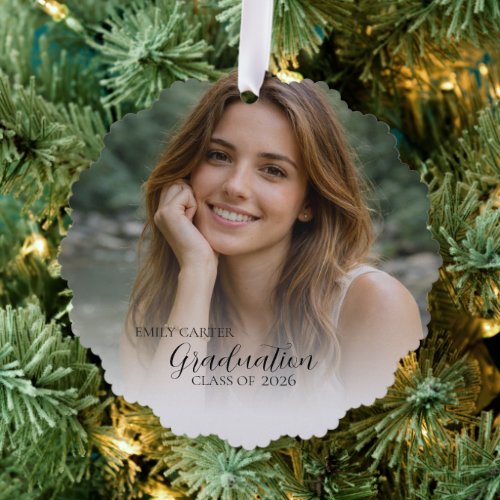 Elegant Photo Graduation | Class of 2026 Ornament Card