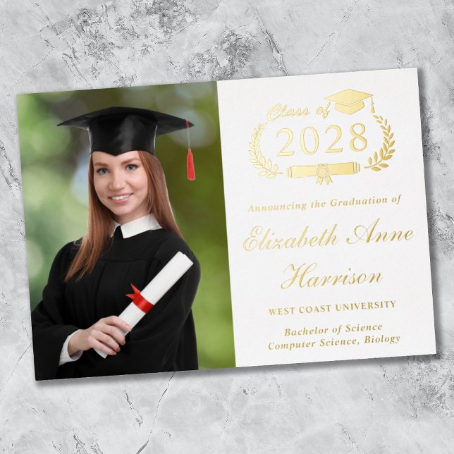 Elegant Photo Graduation Foil Announcement (Creator Uploaded)