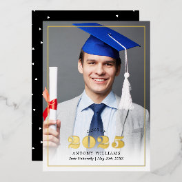 Elegant Photo Graduation Foil Invitation
