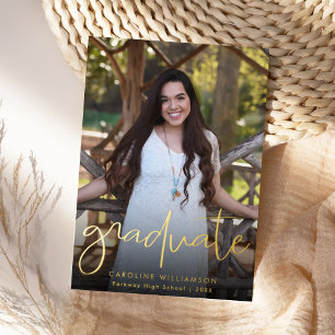 Elegant Photo Graduation Open House Gold Foil Invitation