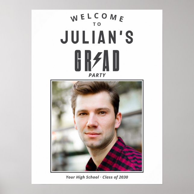 Elegant Photo Graduation Party 2026 Grad Welcome Poster (Front)