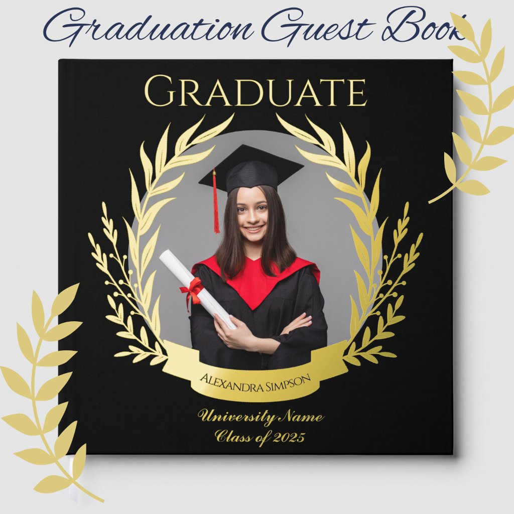 Elegant Photo Graduation Party Black and Gold