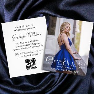 elegant photo graduation party qr code invitation flyer