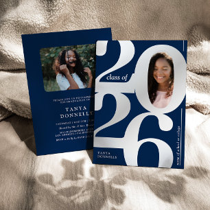 Elegant Photo Graduation Party Silver Foil Invitation