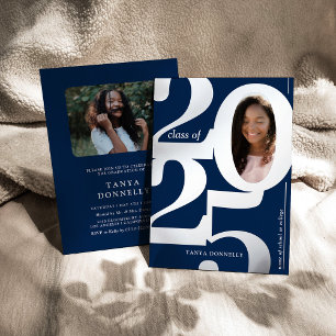 Elegant Photo Graduation Party Silver Foil Invitation