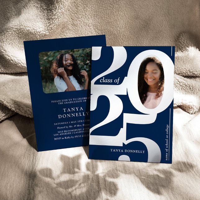 Elegant Photo Graduation Party Silver Foil Invitation (Creator Uploaded)