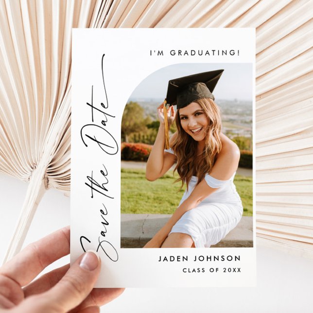 Elegant Photo Graduation Save the Date Postcard (Creator Uploaded)