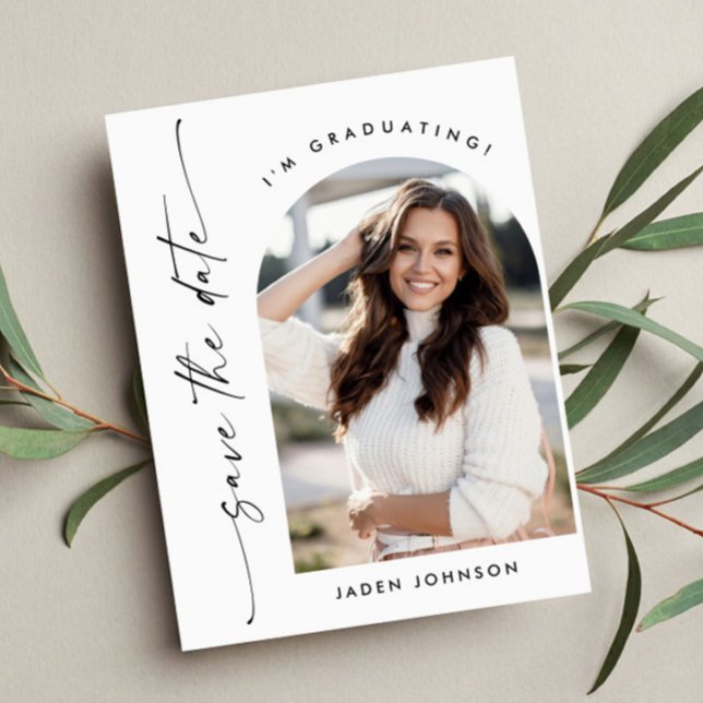 Elegant Photo Graduation Save the Date Postcard (Creator Uploaded)