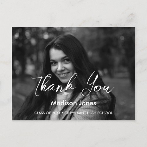 Elegant Photo graduation Thank you Postcard