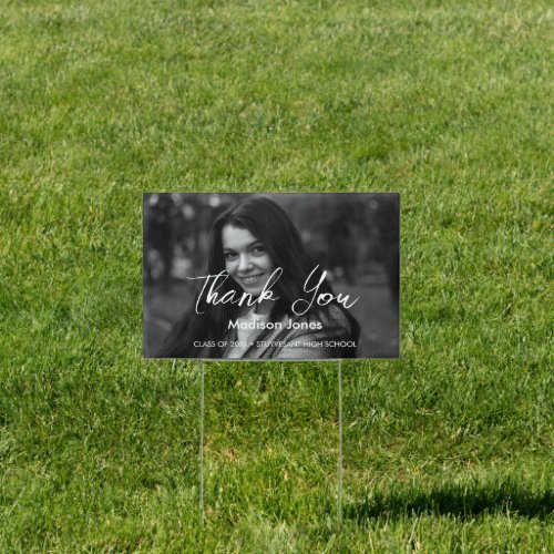 Elegant Photo graduation Thank you Yard Sign