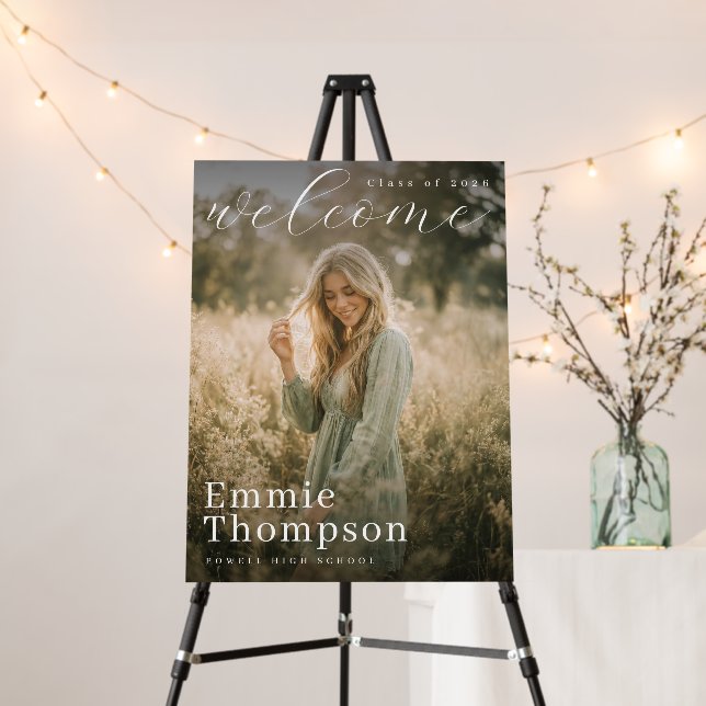 Elegant Photo Graduation Welcome Sign (In Situ (Stand))